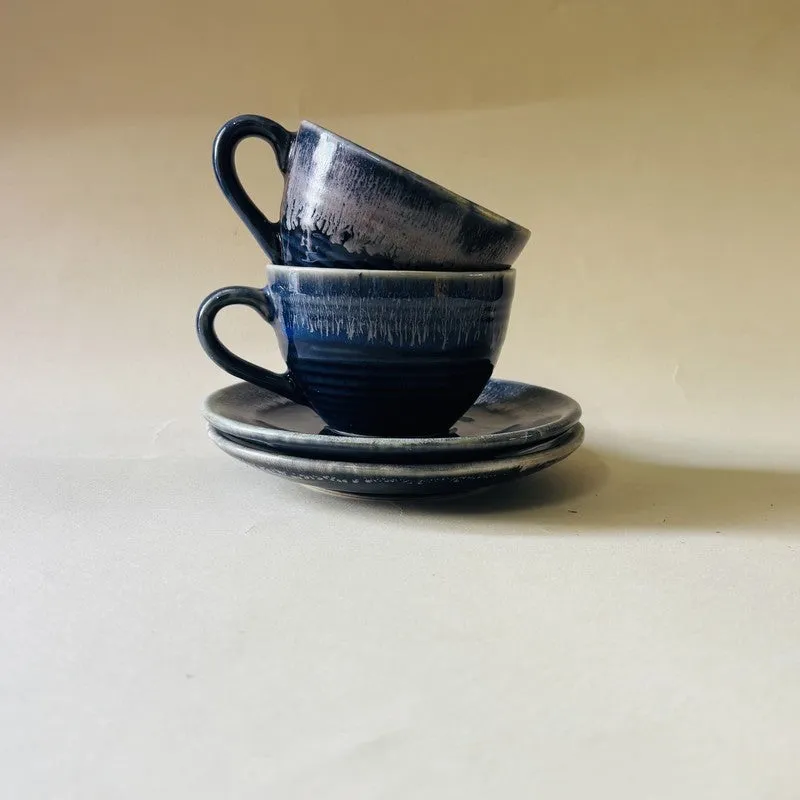 Ceramic Cup & Saucer (Blue/180 mL Each) - Set of Two media 3