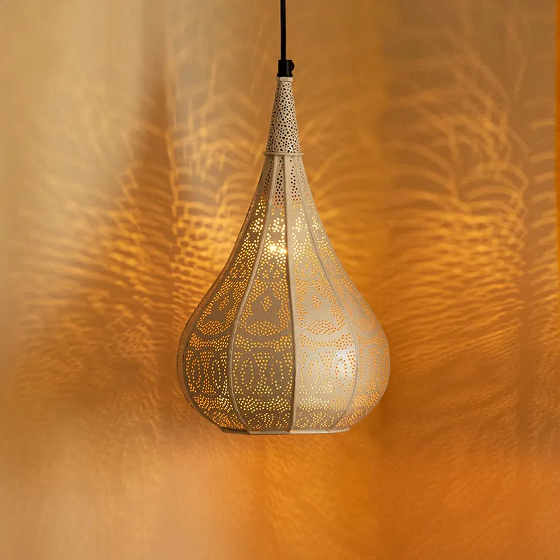 Fez Noor Iron Ceiling Lamp - White media 1