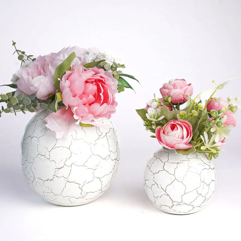 Manva Crackled Ball Vase (White) - Set Of Two media 4