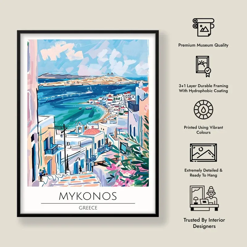 Vintage Mykonos Framed Canvas Wall Painting media 8