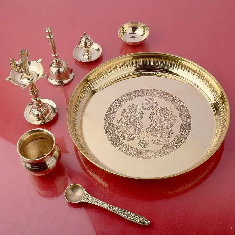 Lakshmi Ganpati Brass Pooja Thali media 1