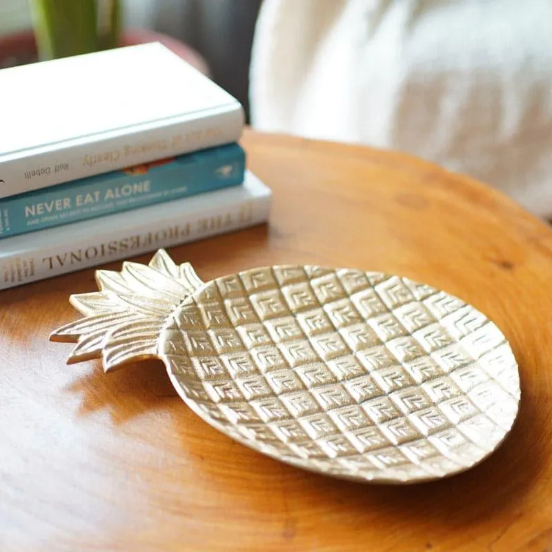 Pineapple Pristine Metal Platter - Gold media 1