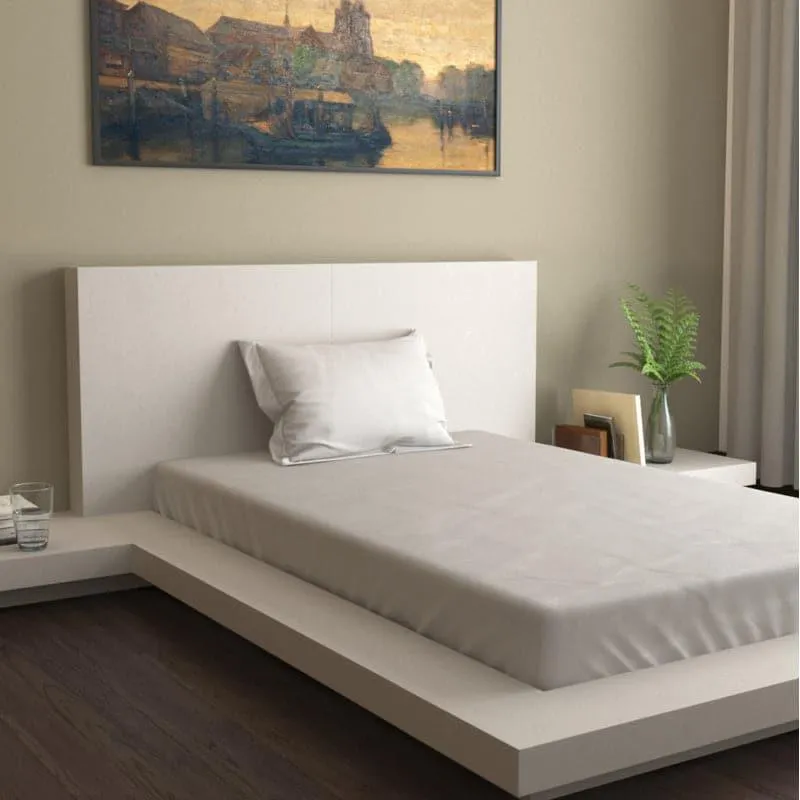 Monochrome Luxe Solid Cotton Bedsheet (Silver) - 400 TC media 5
