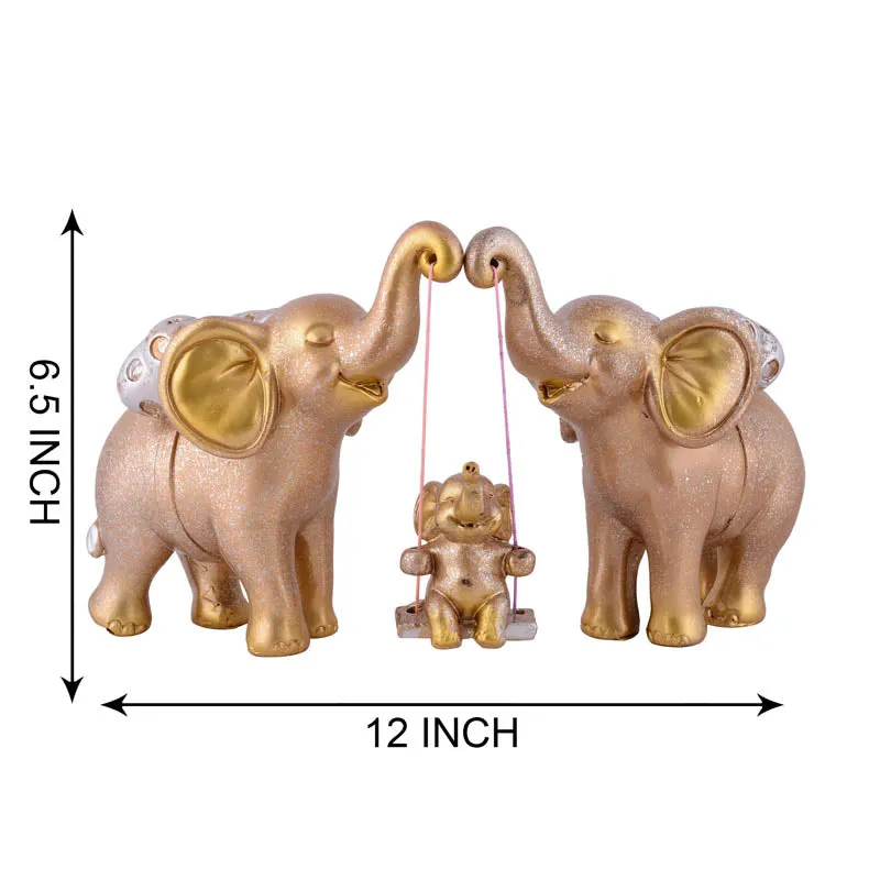 Tiny Tuskers Painted Polyresin Show Piece - Golden Brown media 6
