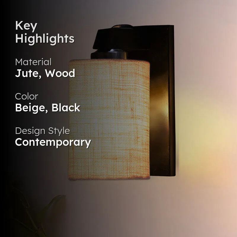 Eyrie Glow Jute & Wooden Wall Lamp - Beige media 2