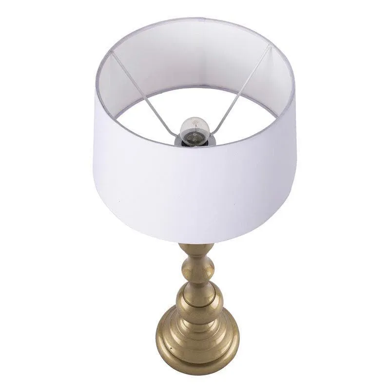 Graceful Gleam Gold Fabric Table Lamp - White media 3