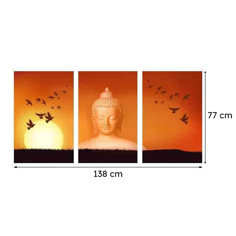 Solitude Buddha Panelled Canvas Wall Art - Three Piece Set media 9