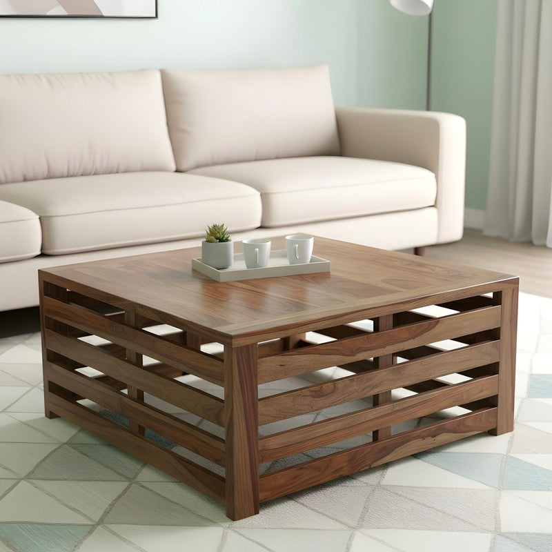 Qervo Sheesham Wooden Center Table - Dark Brown