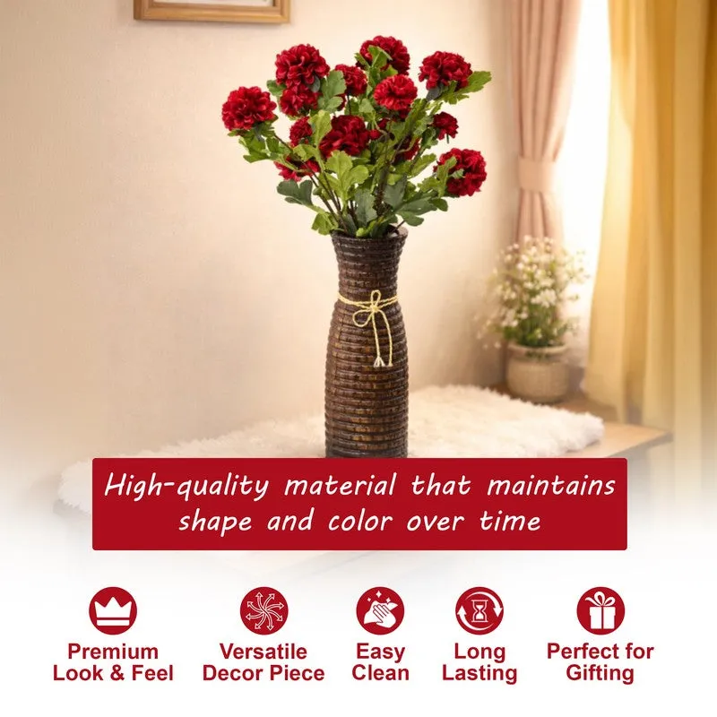 Rosvian Plastic Artificial Flower (Maroon) - Set Of Two media 8
