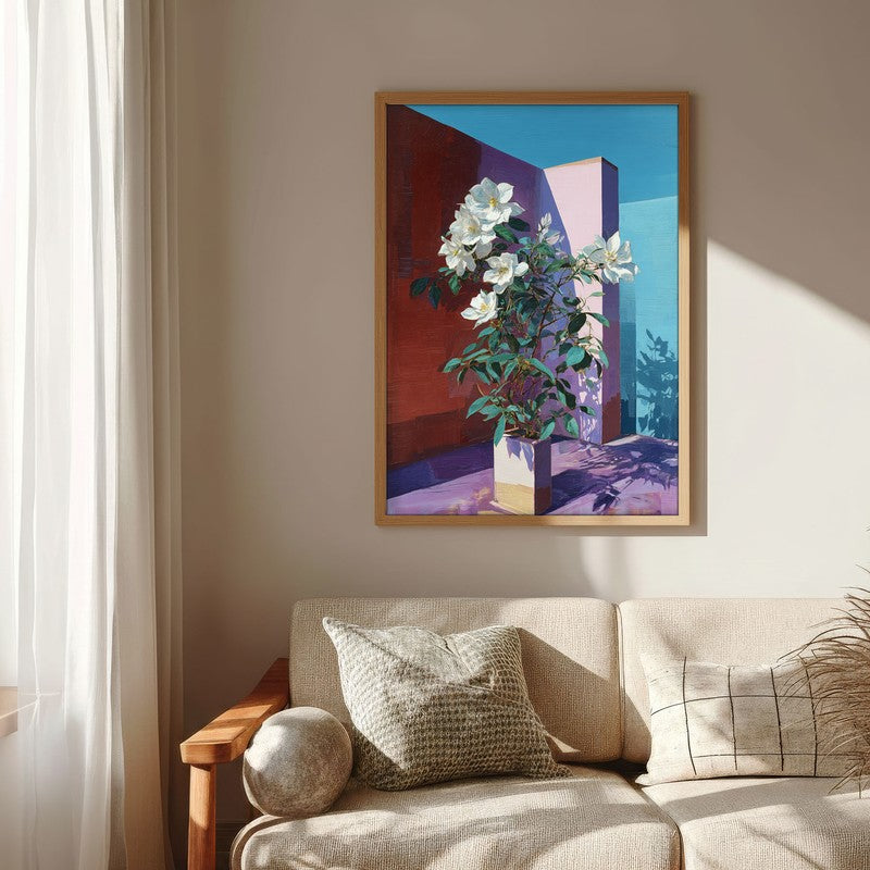 Flora Facet Canvas Wall Painting - Brown Frame media 6