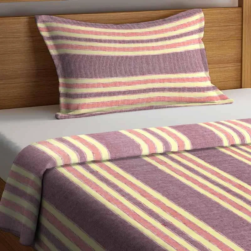 Parallel Stroke Bedcover - Purple/Yellow media 5