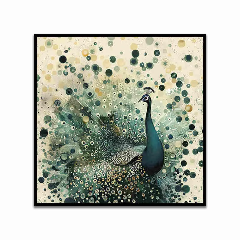 Peacock Burst Canvas Wall Art With Frame media 5