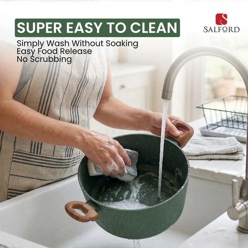 Salford Forged Non Stick Casserole with Glass Lid (Moss Green) - 4400 mL media 8