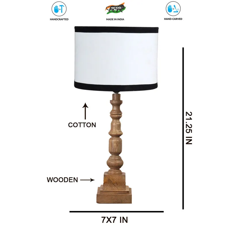 Cotin I Stripe Arbor Wooden Table Lamp - White,Brown media 7