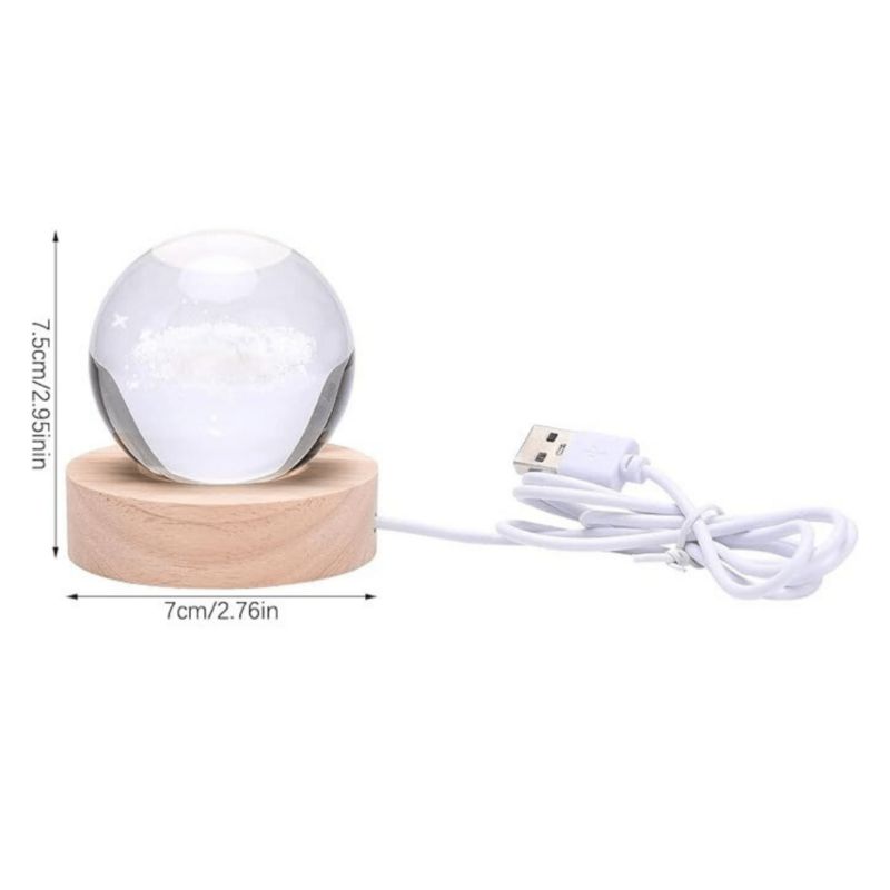 Crystal Ball Galaxy Led Wooden Table Lamp - Brown,Transparent media 6