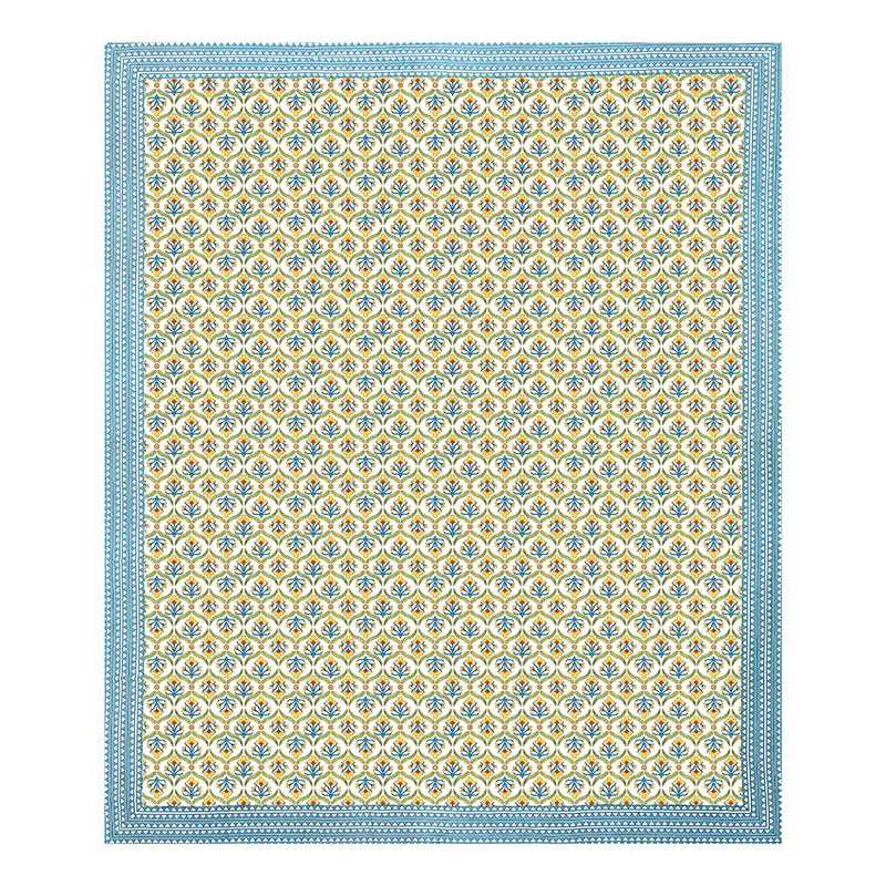 Ethnik Mirage Cotton Bedsheet (Blue, Yellow) - 144 TC media 7
