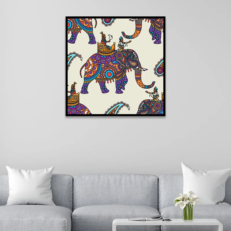 Psych Elephant Rider Canvas Wall Art With Frame media 1