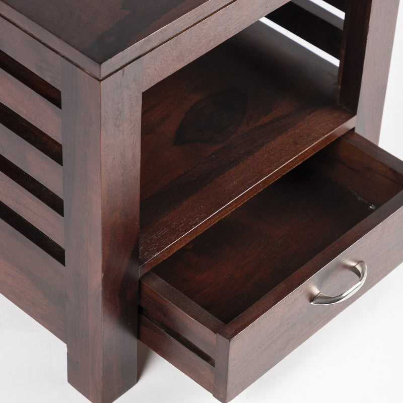Sverix Sheesham Wooden Side & Bedside Table - Dark Brown media 6