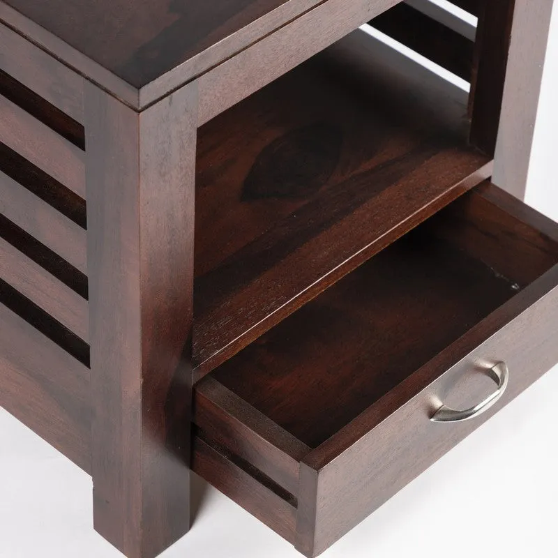 Sverix Sheesham Wooden Side & Bedside Table - Dark Brown media 6