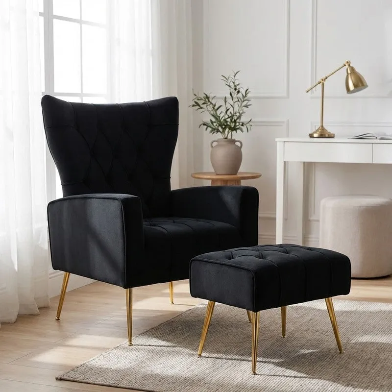 Simplex Neem Wood Lounge Chair (Black) - Two Piece Set media 1
