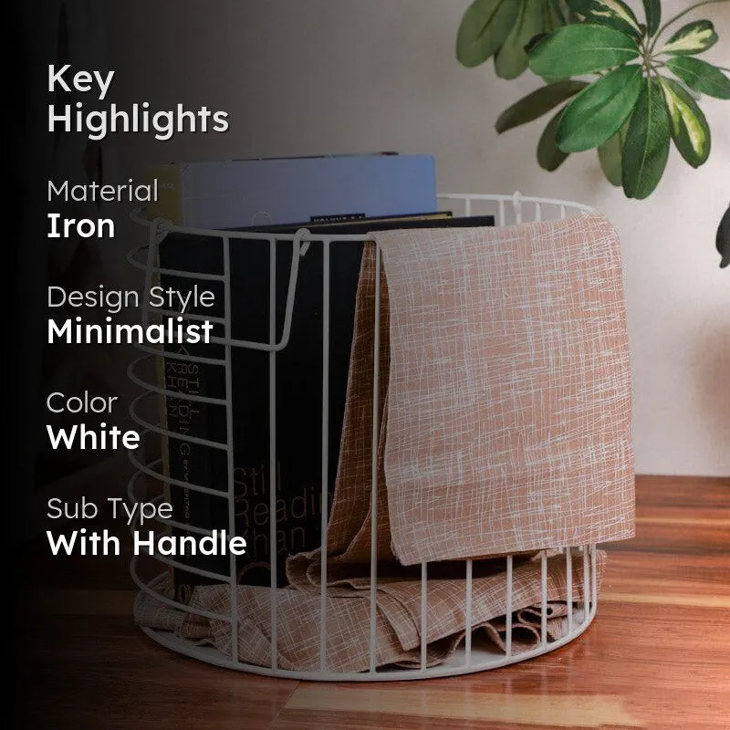 Round Iron Weave Laundry Basket media 2