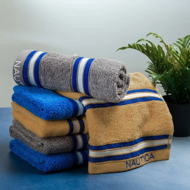Nautica Dove Dual Down Cotton Hand Towel (Yellow,Blue & Grey) - Set Of Six media 3