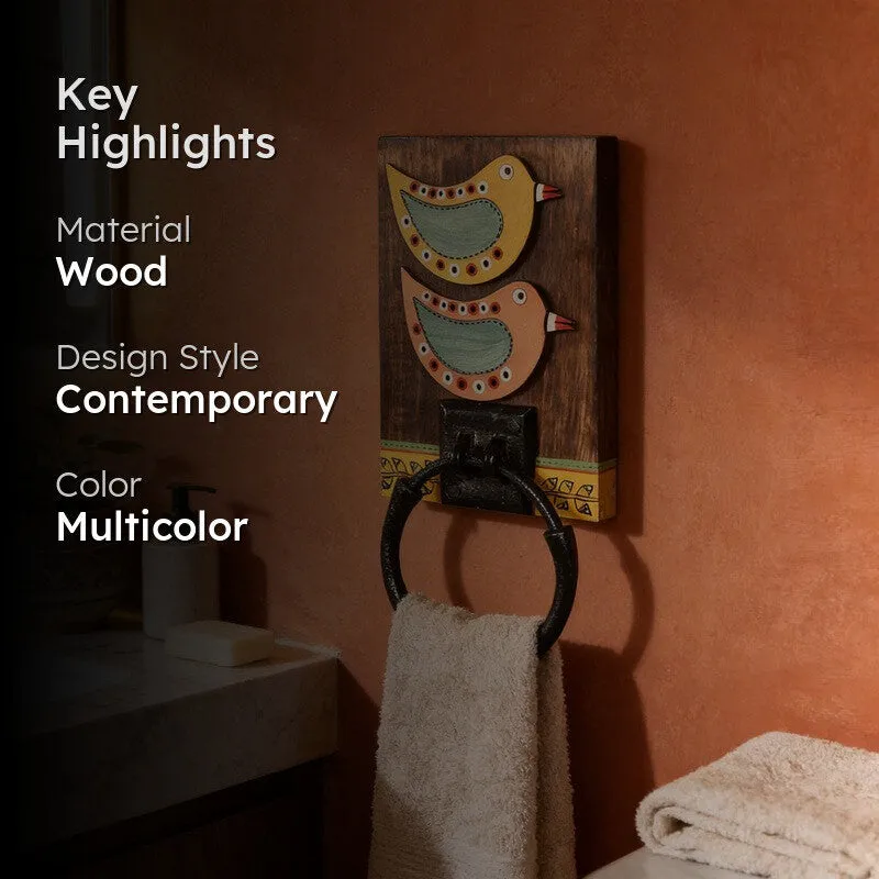 Duo Chirp Wooden Handcrafted Towel Hanger media 2