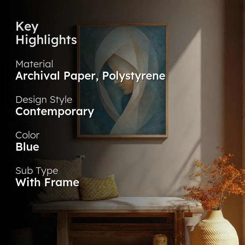 Holy Mary Abstract Archival Paper Wall Painting With Brown Frame media 2