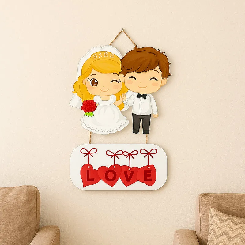 Cute Bride n' Groom Polyester & MDF Wall Hanging media 1