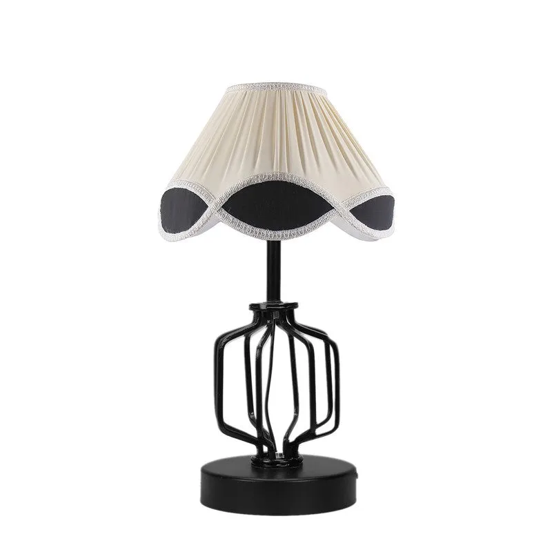 Auryne Cotton Table Lamp With Wooden Base - Ivory media 5