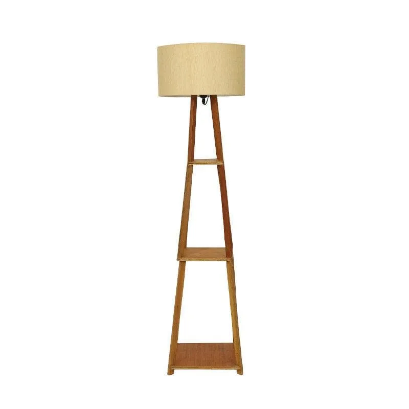 Blace Netima Wooden Floor Lamp With Shelf- Beige media 5