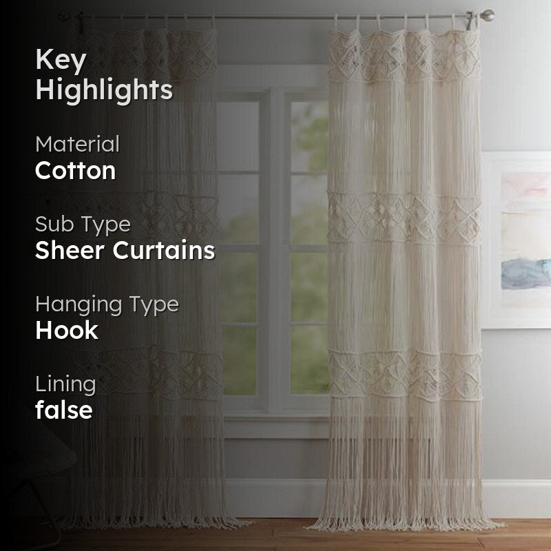 Sophiya Macrame Knit Boho Curtain media 2