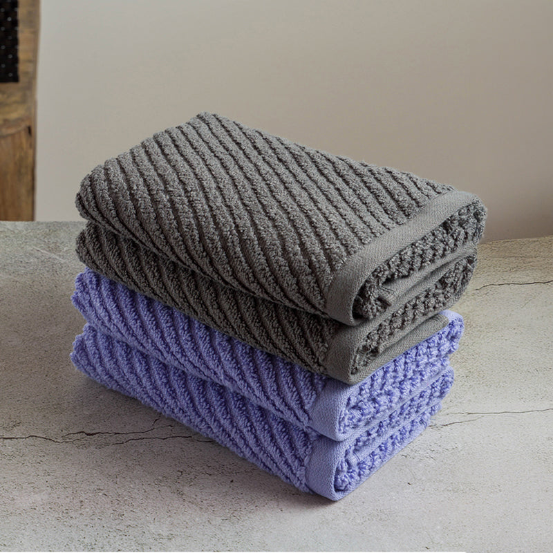 Nautica Riviera Soft Cotton Hand & Face Towel (Light Blue & Dark Grey) - Set Of Four media 4
