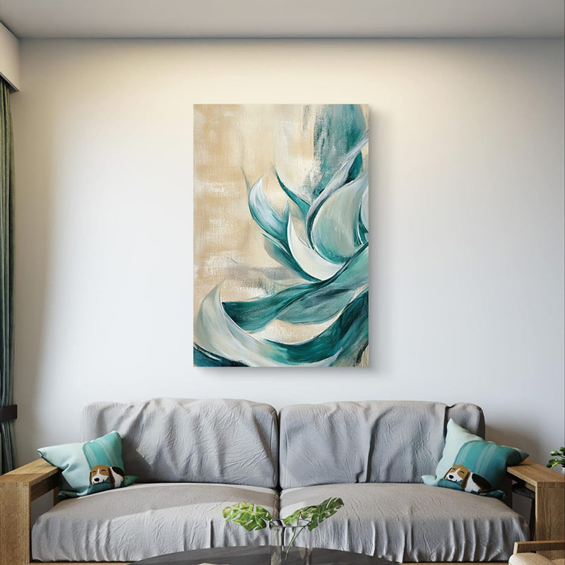 Turq Waves Wall Painting
