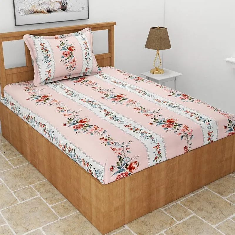 Zambak Floral Microfiber Bedsheet (Rose Pink) - 110 GSM media 5