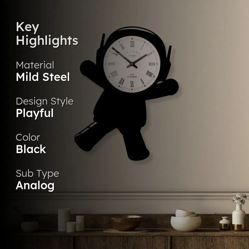 Astrova Steel Analog Wall Clock - Black media 2
