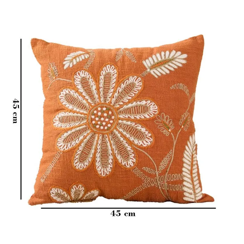 Dahlia Elegance Embroidered Cotton Cushion media 5