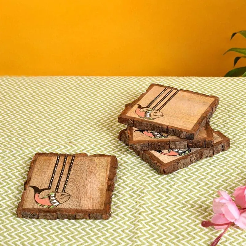 Matsya Madhubani Coaster  - Set Of Four media 1
