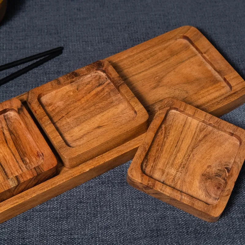 Trinity Wood Sectioned Serving Platter - Four Piece Set media 8