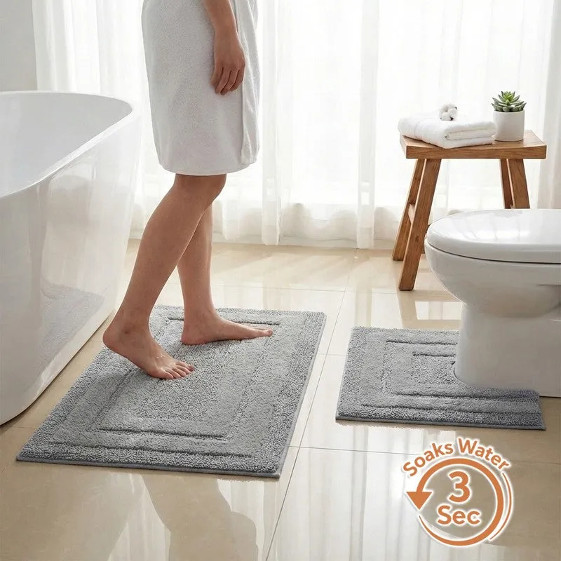 Aqualoom Anti skid Bath Mat (Light Gery) - Set Of Two media 1