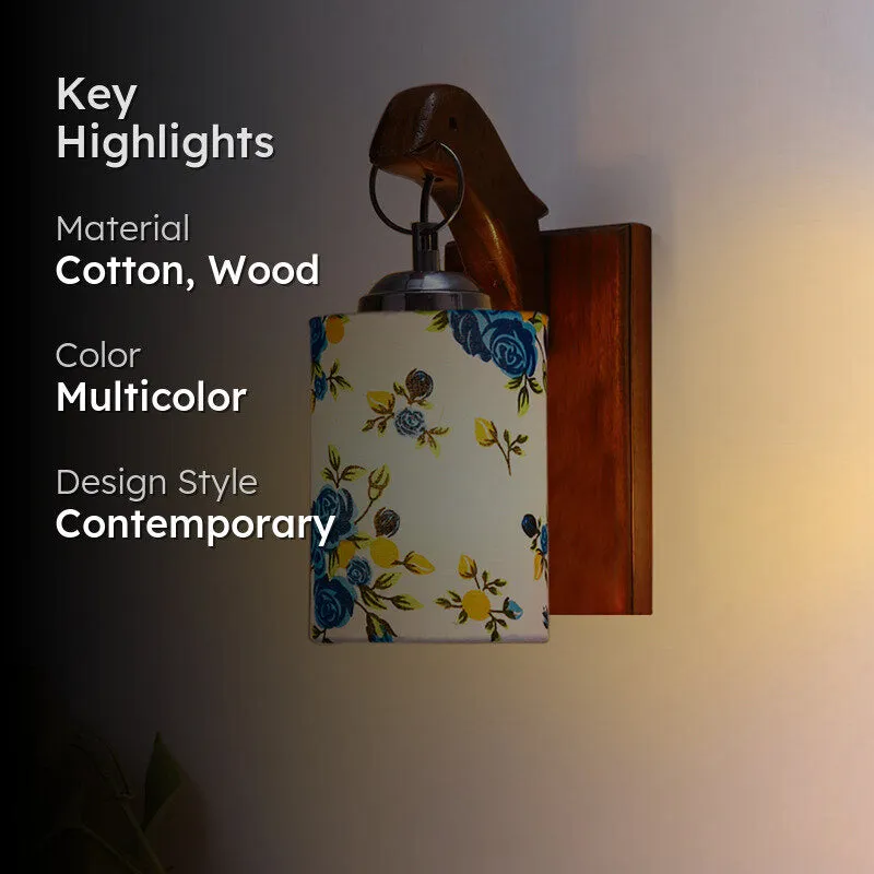Estrella Printed Wooden Wall Lamp - Blue media 2