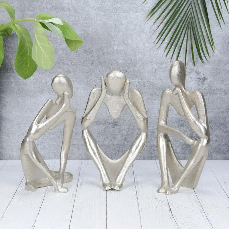 Human Ponder Showpiece (Silver) - Set Of Three media 1