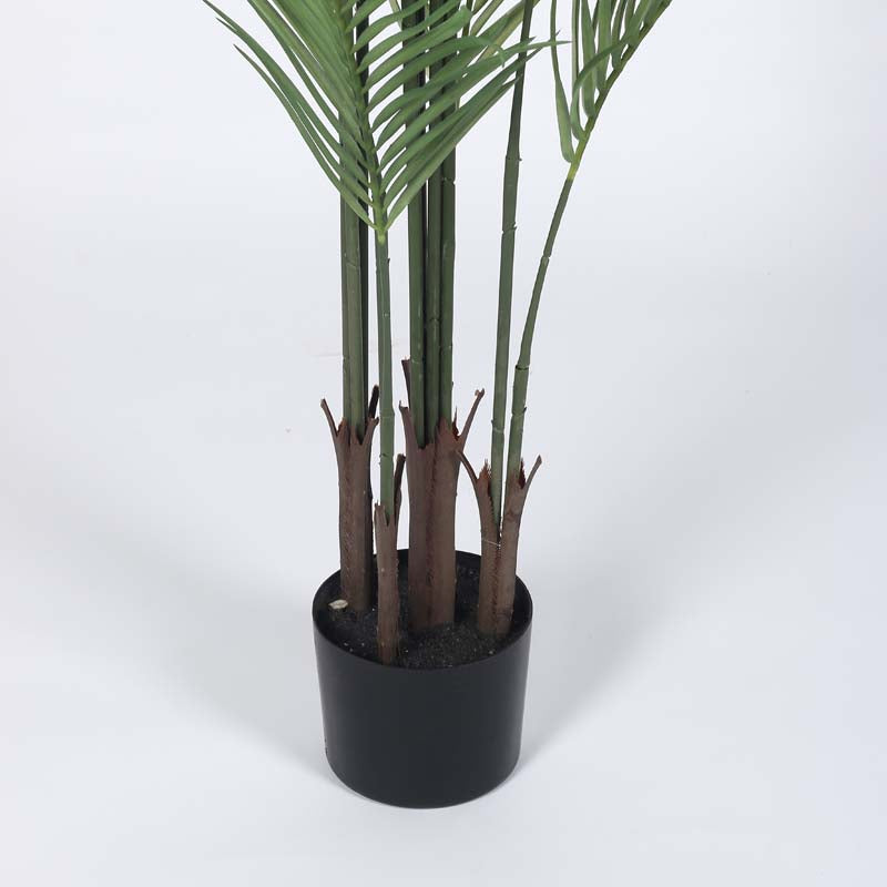 Faux Lush Areca Palm Plant With Black Plastic Pots - 5 Feet media 5