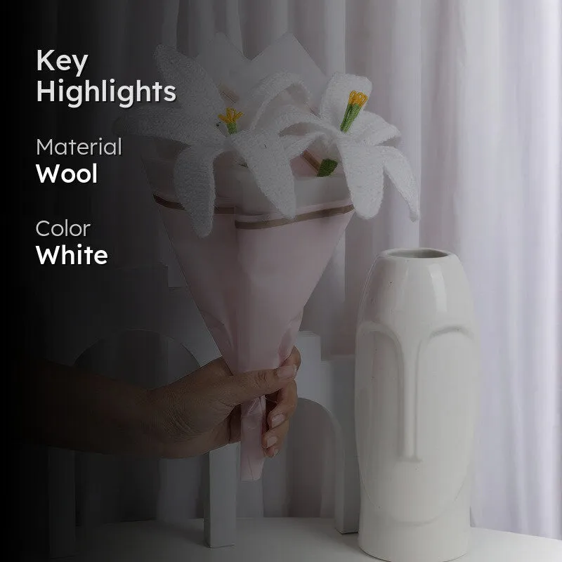 Crochet Handmade Lily Bouquet (White) - Set Of Two media 2