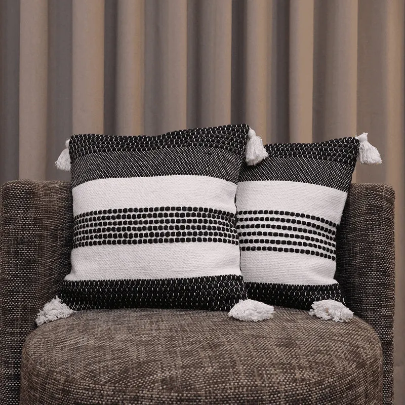 Tuft & Tumble Tufted Cushion Cover (Black & White) - Set Of Two media 1