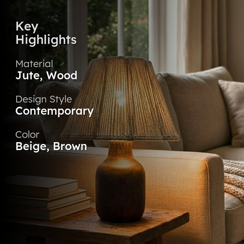 Weston Edge Jute Table Lamp - Beige media 2