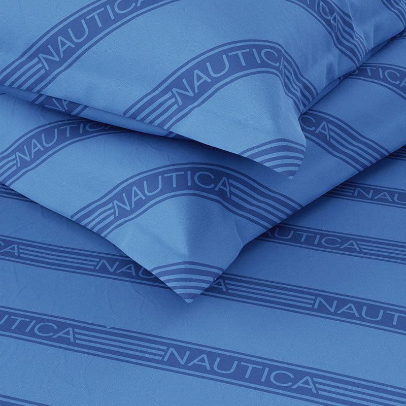 Nautica Diagonal Drift Geometric Cotton Bedsheet (Blue) - 160 TC media 4