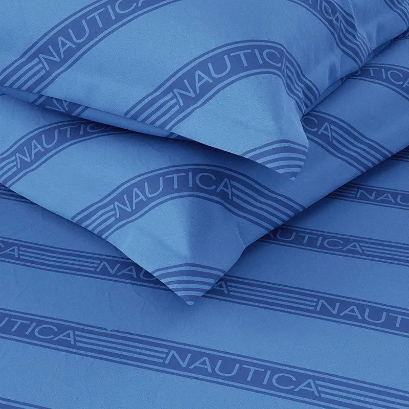 Nautica Diagonal Drift Geometric Cotton Bedsheet (Blue) - 160 TC media 4