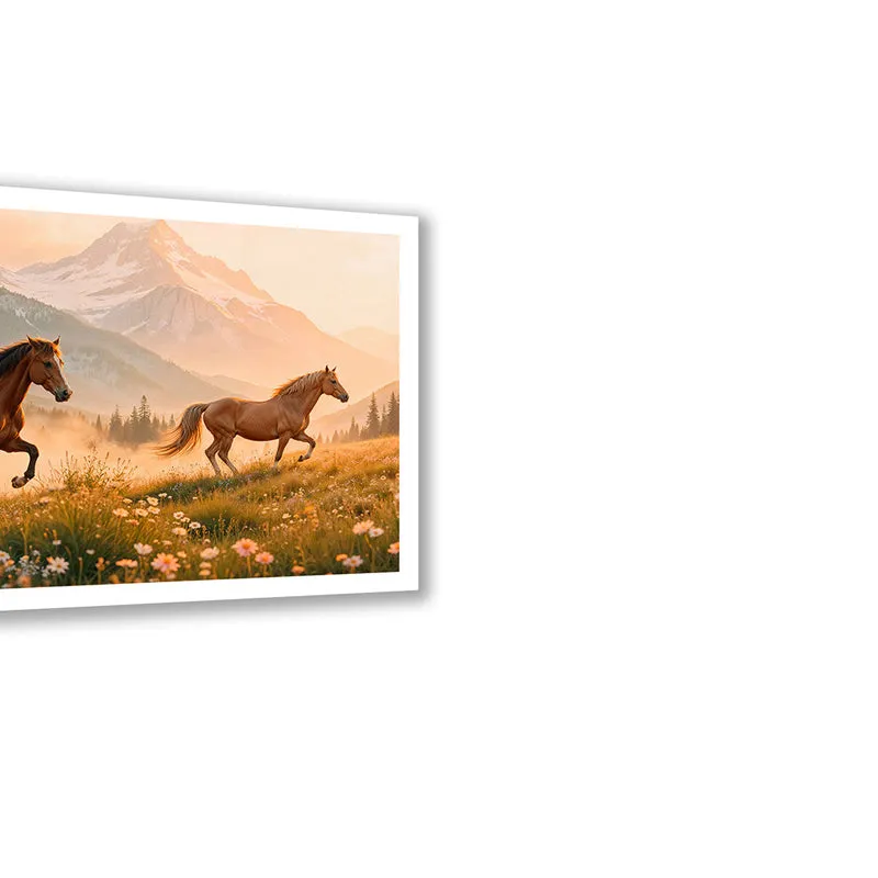 Horses in Meadow Wall Art with White Frame media 6