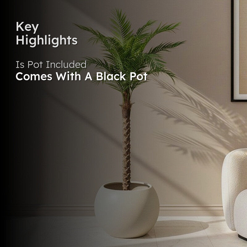 Verde Artificial Palm Plant With Black Plastic Pot - 5 Feet media 2